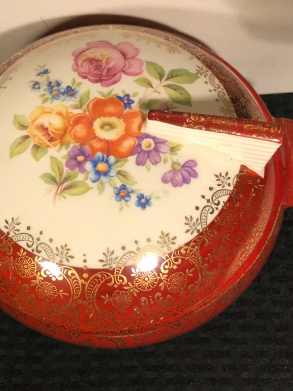 Limoges Triumph Meissen Rose Maroon Emperor Covered Serving Bowl Deco American